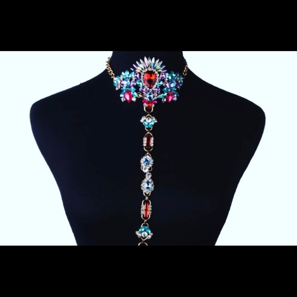 Multicolor Crystal Statement Necklace New - image 7